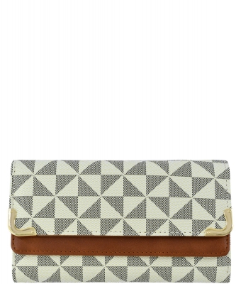 PM Monogram Tri-fold Clutch Cell Phone Wallet PM016 IVORY